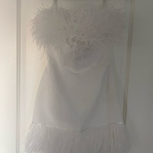 NWT Bronx & Banco Lola Blanc Mini Feather Dress- Revolve